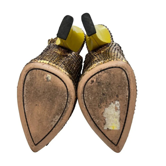 Charlotte Olympia Bronze Python Slingback Neon Heels - Picture 7 of 10